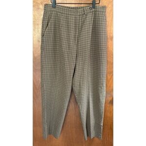 Pendleton VINTAGE Tan Brown Plaid High Rise 100% Wool Pants 14 Preppy Academia